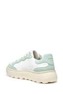 Geox Women White Spherica Ec4.1 Lace-Up Thick-Soled Leather Sneaker | Derimod