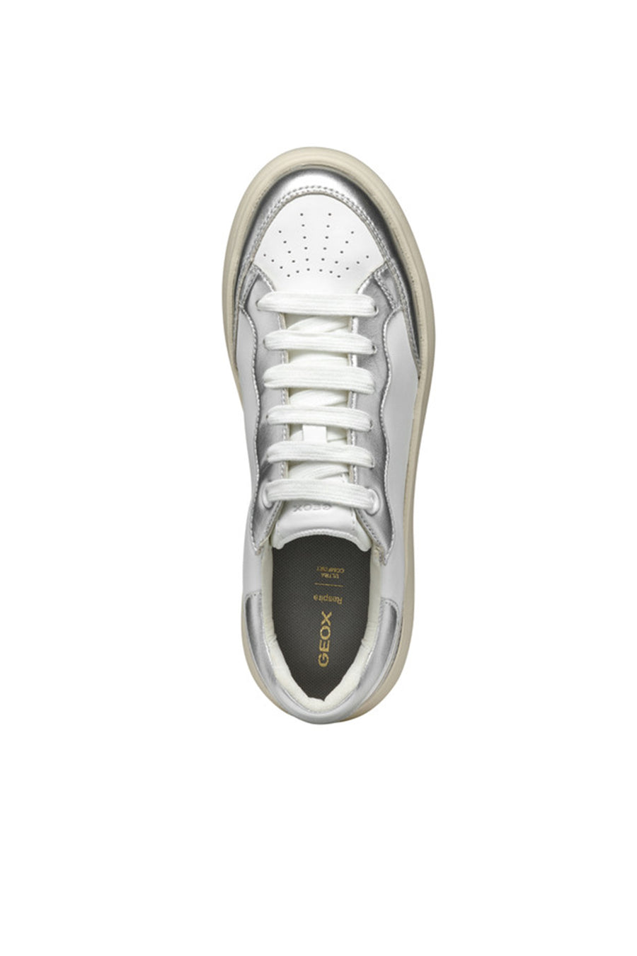 Geox Kadın Beyaz Spherica Ec4.1 Bağcıklı Kalın Tabanlı Deri Sneaker