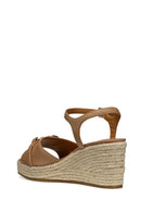 Geox Women Beige D Panarea Wedge Heel Leather Sandal | Derimod