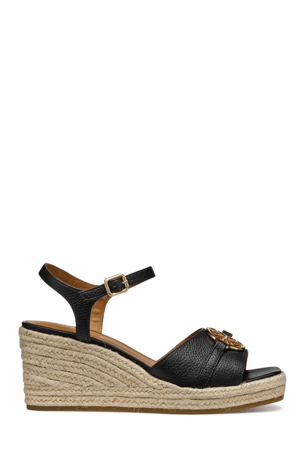 Geox Women Black D Panarea Wedge Heel Leather Sandal D55UYB00046C9999 | Derimod