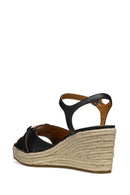 Geox Women Black D Panarea Wedge Heel Leather Sandal | Derimod