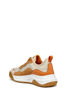 Geox Women Brown Oliviera + Grip Lace-Up Thick Sole Leather Sneaker | Derimod