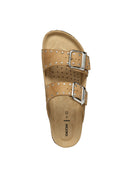Geox Women Beige Brionia R Double Buckle Suede Leather Slippers | Derimod