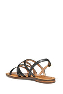 Geox Women Black Sozy Back Buckle Leather Sandal | Derimod