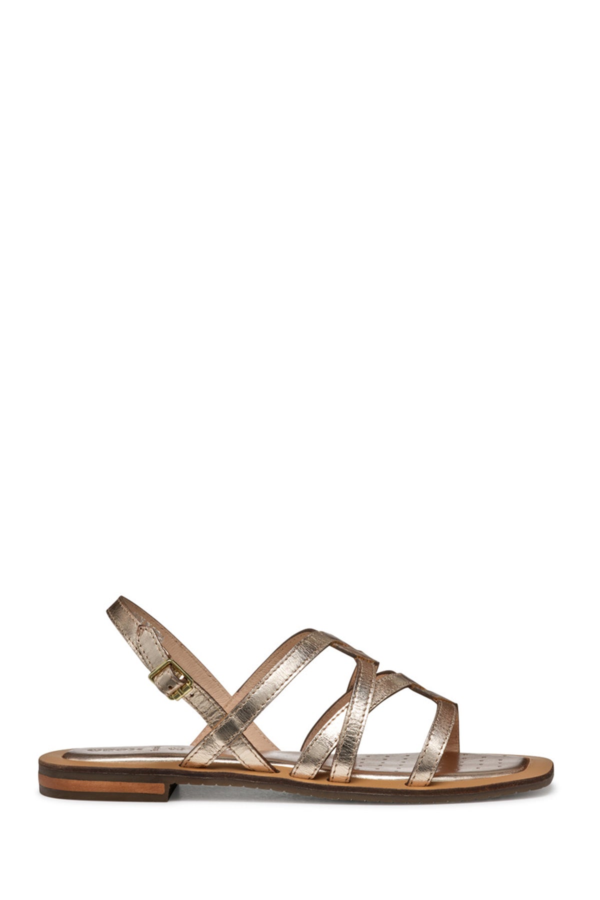 Geox Women Gold Sozy Back Buckle Metallic Leather Sandal D55YFA000N6C2012 | Derimod