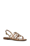 Geox Women Gold Sozy Back Buckle Metallic Leather Sandal | Derimod
