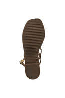 Geox Women Gold Sozy Back Buckle Metallic Leather Sandal | Derimod