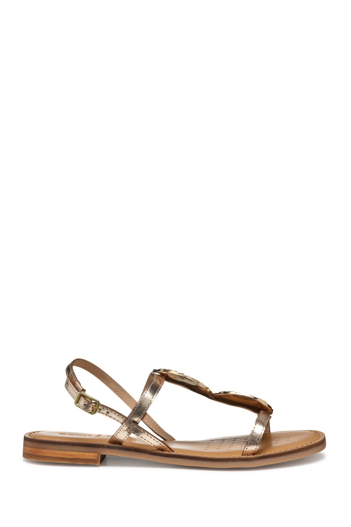 Geox Women Gold D Maddalusiac Buckled Leather Sandal D55YMF000N0C2012 | Derimod