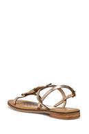 Geox Women Gold D Maddalusiac Buckled Leather Sandal | Derimod