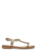 Geox Women Gold Maddalusia C Stone Metallic Leather Sandal | Derimod