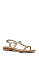 Geox Women Gold Maddalusia C Stone Metallic Leather Sandal | Derimod