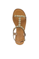 Geox Women Gold Maddalusia C Stone Metallic Leather Sandal | Derimod