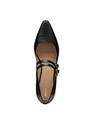 Geox Women Black Giselda15 Double Buckle Leather Ballet Flat | Derimod