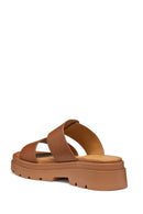 Geox Women Brown D Adacter S Thick Sole Leather Slippers | Derimod