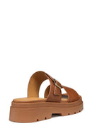 Geox Women Brown D Adacter S Thick Sole Leather Slippers | Derimod