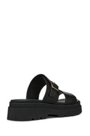 Geox Women Black D Adacter S Thick Sole Leather Slippers | Derimod