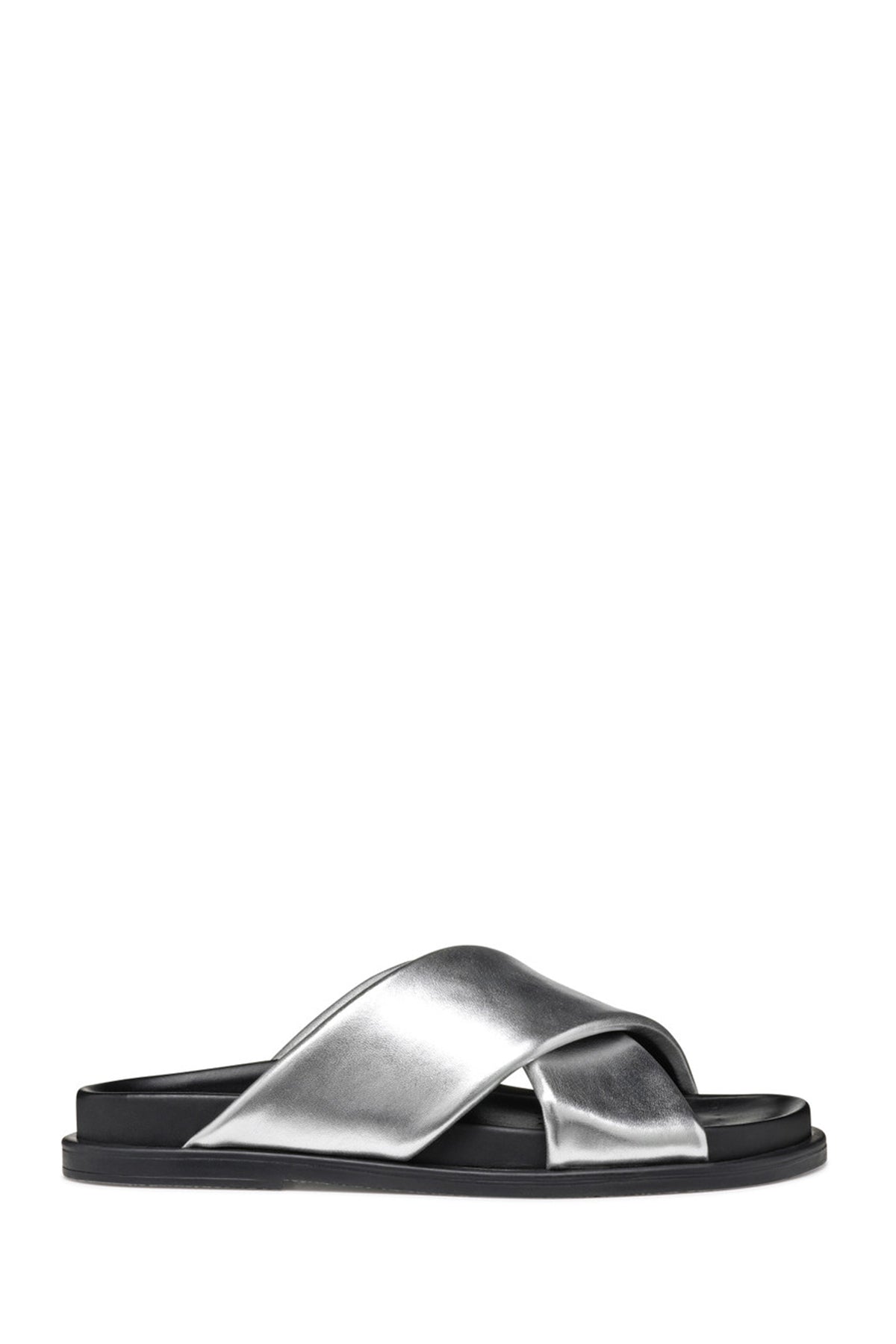 Geox Women Silver Adelash Metallic Leather Slippers D55YWB000Y2C1007 | Derimod