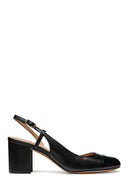 Geox Women Black Virnilisa 65 Open Back Thick Heel Leather Shoe | Derimod