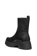 Geox Women Black D Pluette Zippered Thick Sole Leather Boot | Derimod