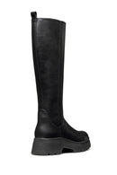 Geox Women Black D Pluette Zippered Thick Sole Leather Boot | Derimod