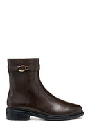 Geox Women Brown D Walk Pleasure A - Shı.Lea Zippered Leather Boot | Derimod