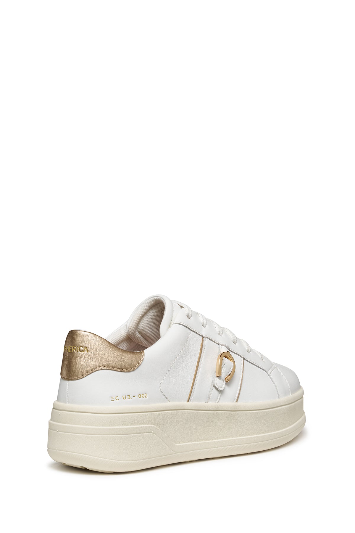 Geox Kadın Beyaz D Spherıca Ecub-2 B - Nappa+Me Bağcıklı Kalın Tabanlı Deri Sneaker