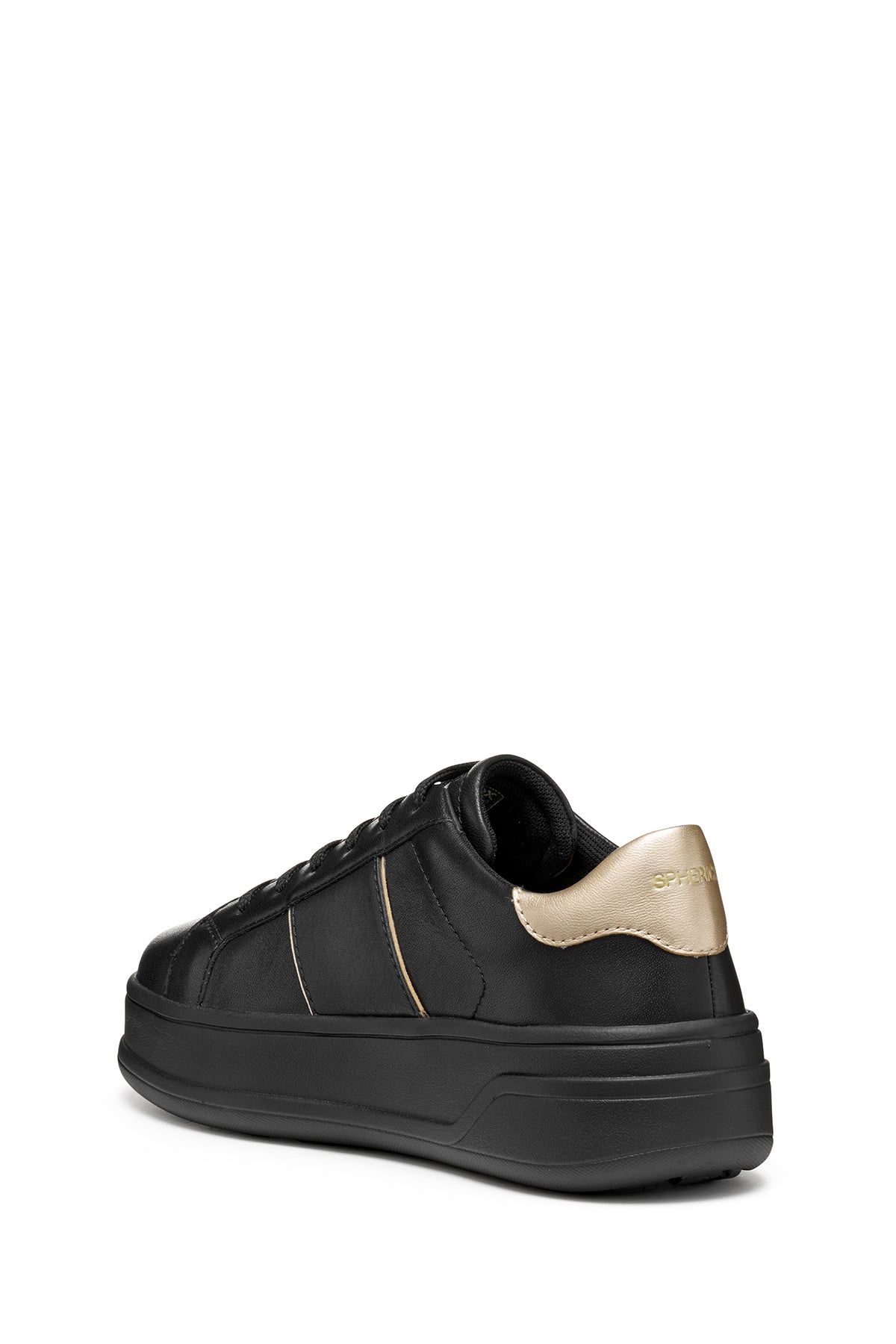 Geox Kadın Siyah D Spherıca Ecub-2 B - Nappa+Me Bağcıklı Kalın Tabanlı Deri Sneaker