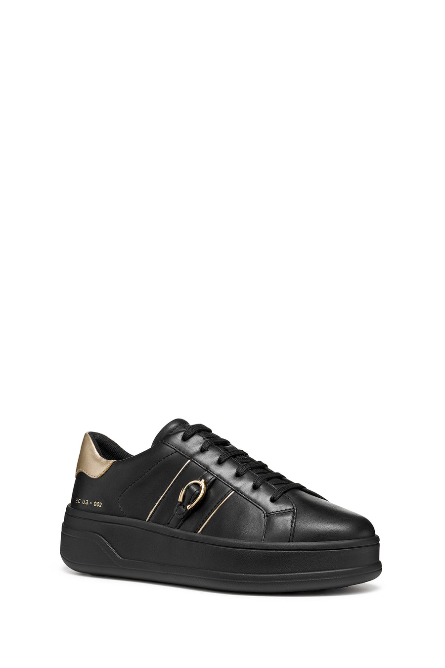Geox Kadın Siyah D Spherıca Ecub-2 B - Nappa+Me Bağcıklı Kalın Tabanlı Deri Sneaker