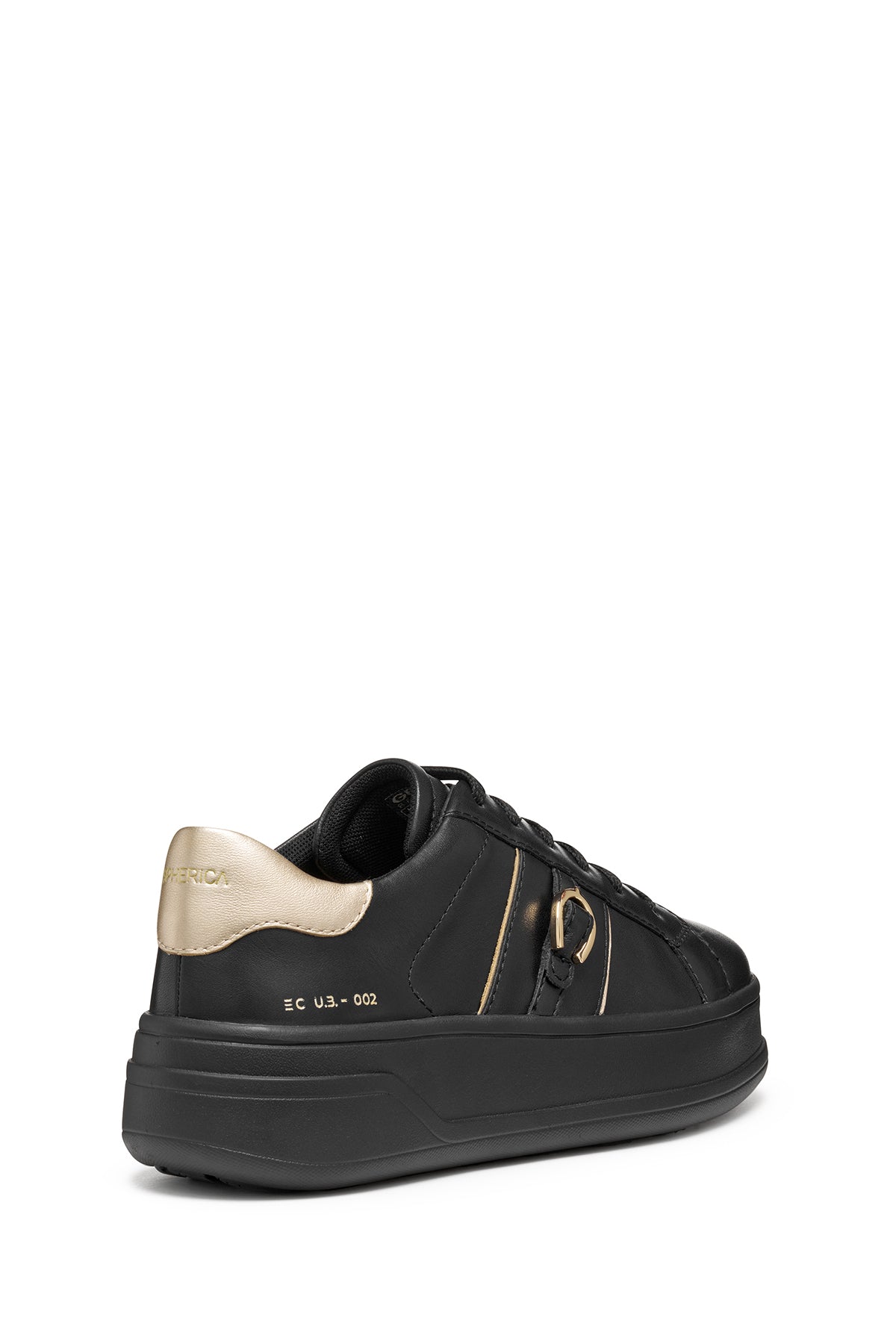 Geox Kadın Siyah D Spherıca Ecub-2 B - Nappa+Me Bağcıklı Kalın Tabanlı Deri Sneaker