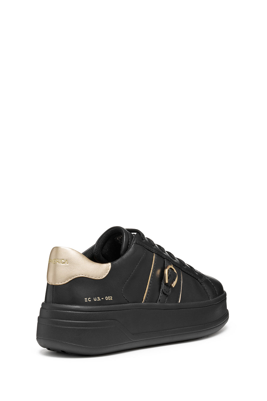 Geox Kadın Siyah D Spherıca Ecub-2 B - Nappa+Me Bağcıklı Kalın Tabanlı Deri Sneaker