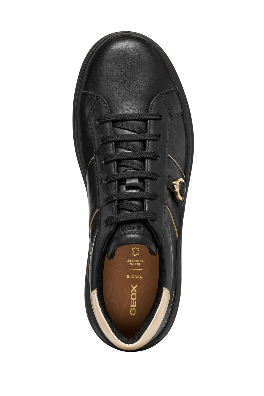 Geox Kadın Siyah D Spherıca Ecub-2 B - Nappa+Me Bağcıklı Kalın Tabanlı Deri Sneaker