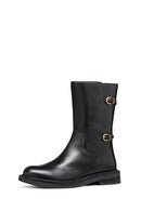 Geox Kadın Siyah D Serılda B - Smo.Lea Fermuarlı Tokalı Deri Çizme | Derimod