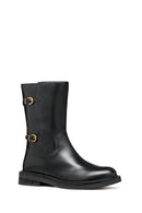 Geox Kadın Siyah D Serılda B - Smo.Lea Fermuarlı Tokalı Deri Çizme | Derimod