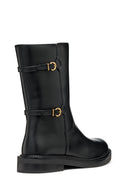 Geox Kadın Siyah D Serılda B - Smo.Lea Fermuarlı Tokalı Deri Çizme | Derimod