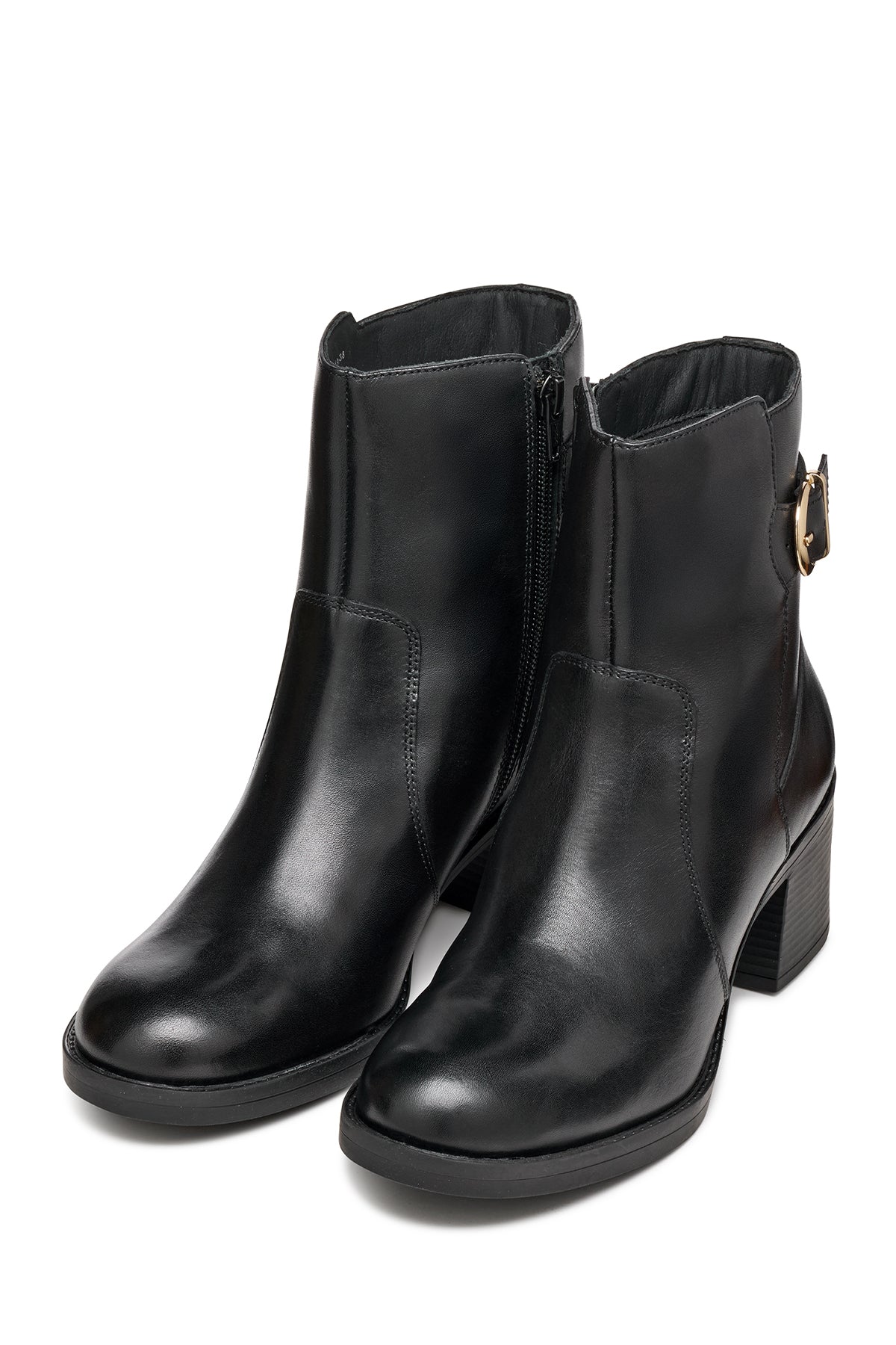 Geox Kadın Siyah D Serılda 60 A - Smo.Lea Tokalı Fermuarlı Topuklu Deri Bot