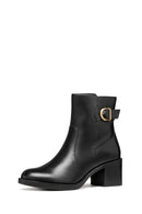 Geox Kadın Siyah D Serılda 60 A - Smo.Lea Tokalı Fermuarlı Topuklu Deri Bot | Derimod