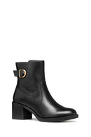 Geox Kadın Siyah D Serılda 60 A - Smo.Lea Tokalı Fermuarlı Topuklu Deri Bot | Derimod