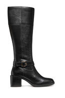 Geox Women Black D Serılda 60 B - Smo.Lea Zippered Heel Leather Boot | Derimod