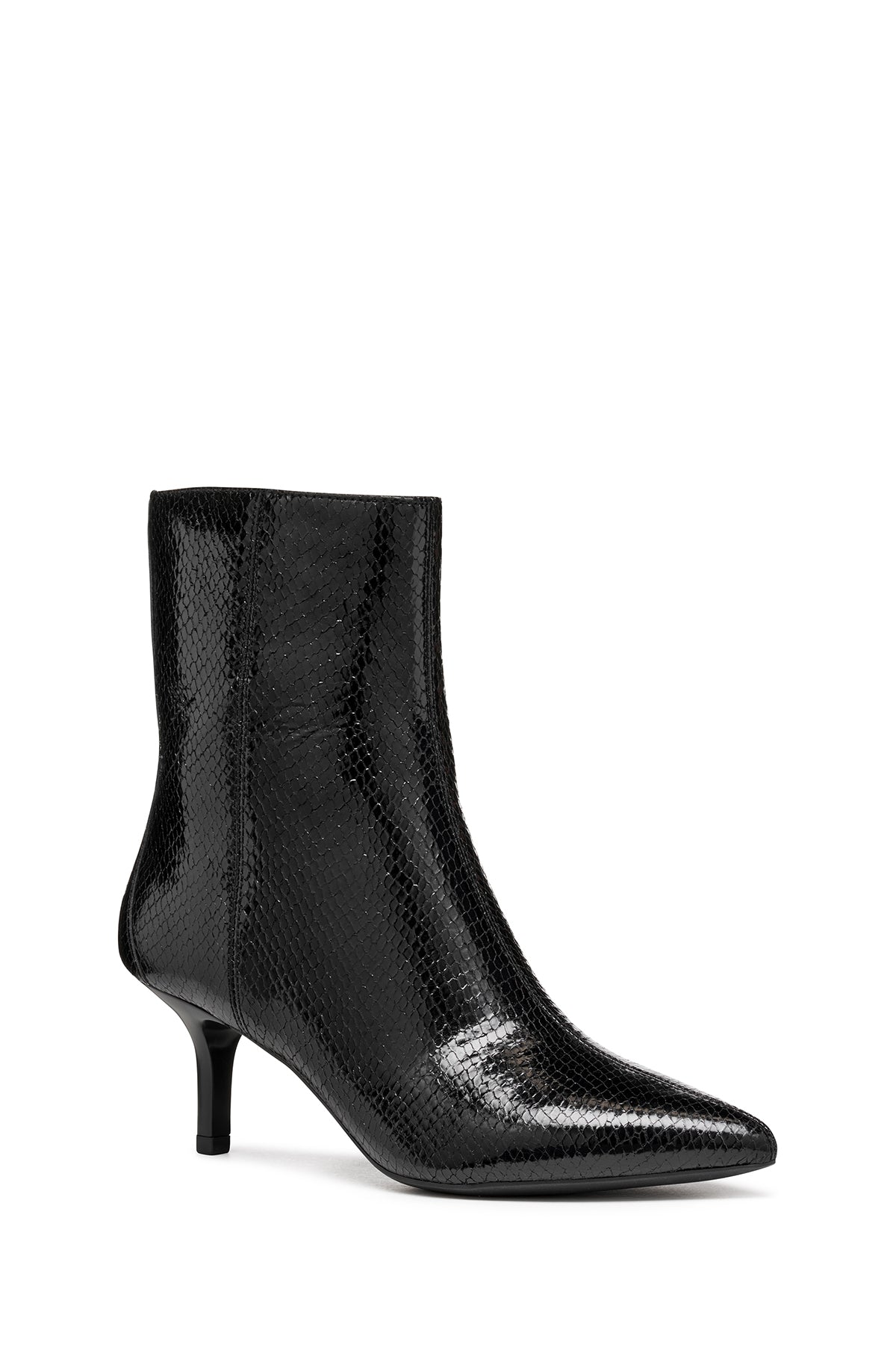 Geox Kadın Siyah D Kleopy B - Metal.Goat Fermuarlı Desenli İnce Topuklu Deri Bot