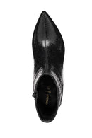 Geox Women Black D Kleopy B - Metal.Goat Zippered Patterned Thin Heeled Leather Boot | Derimod