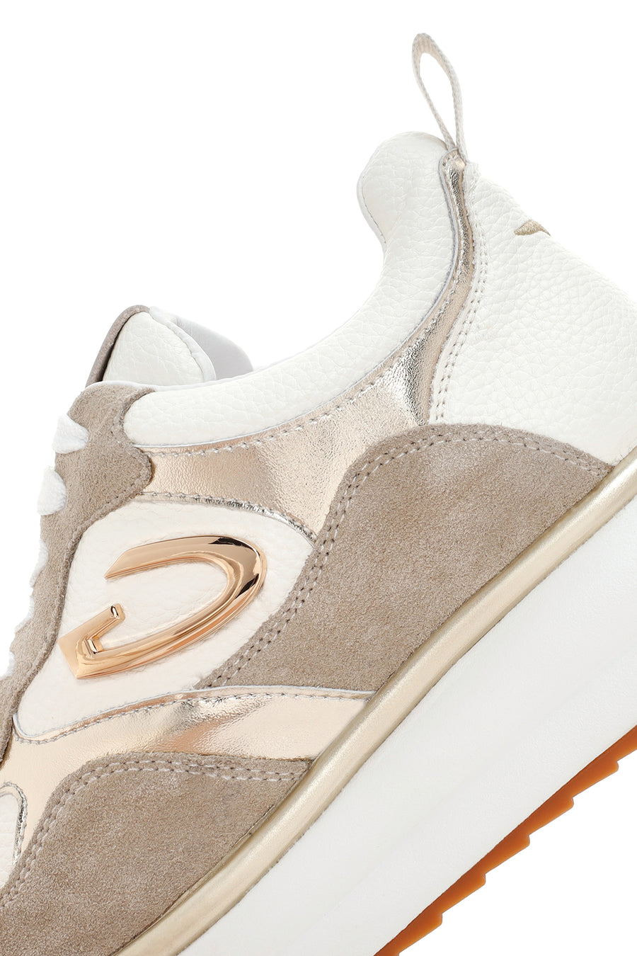 Alberto Guardiani Kadın Bej Altın Louise Kalın Tabanlı Deri Sneaker
