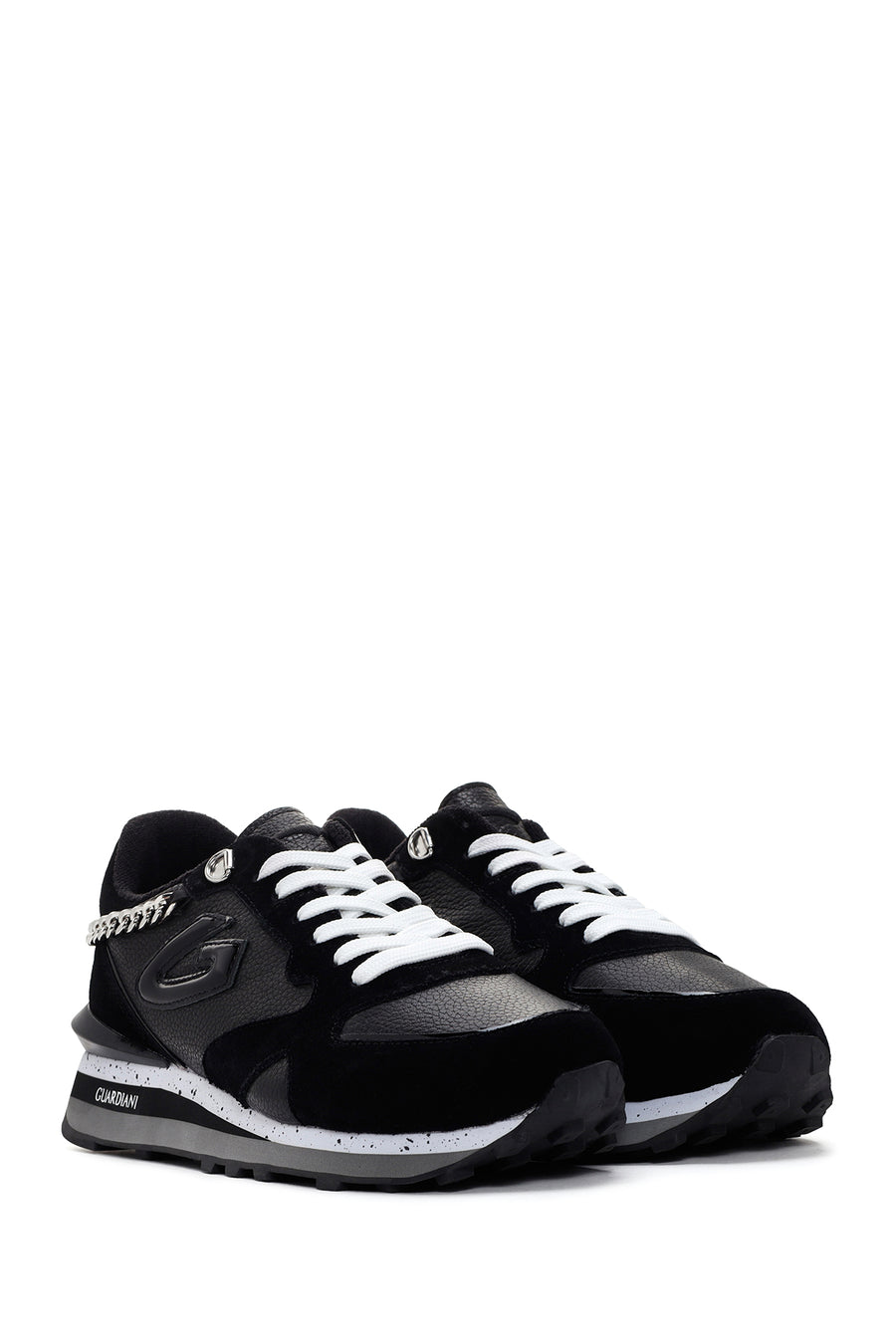Alberto Guardiani Kadın Siyah Wen Deri Kalın Tabanlı Sneaker