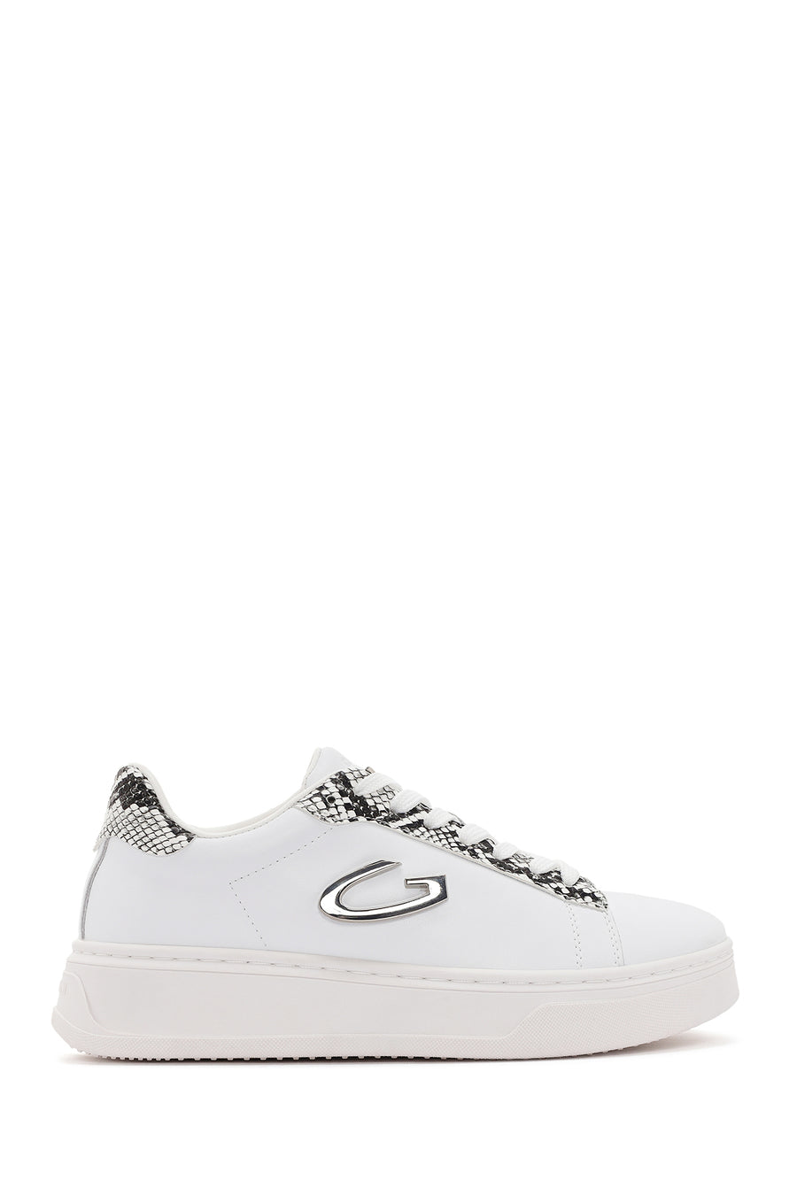 Alberto Guardiani Women's White New Era Lace-Up Leather Sneakers G03G100017 | Derimod