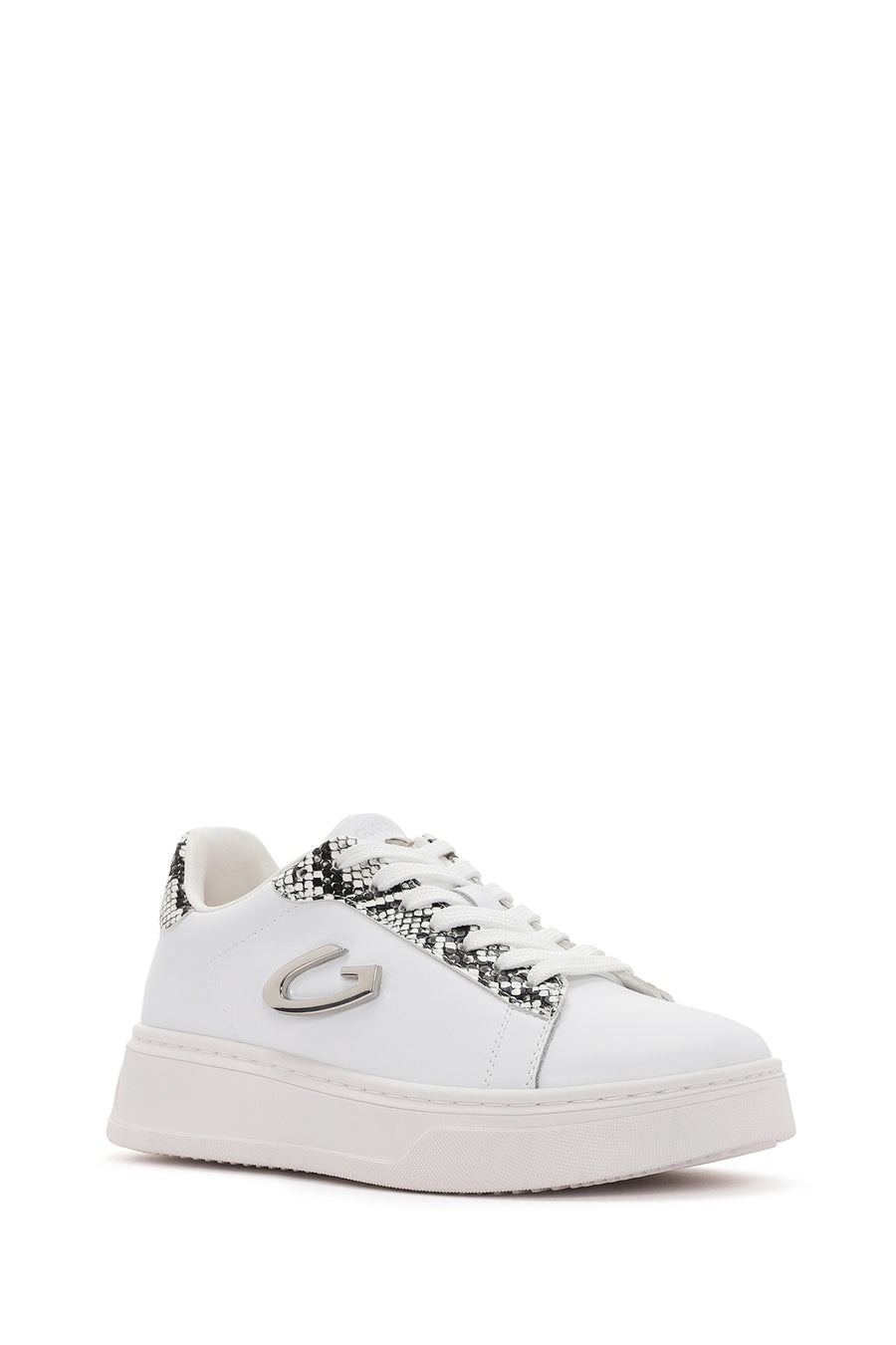 Alberto Guardiani Women's White New Era Lace-Up Leather Sneakers