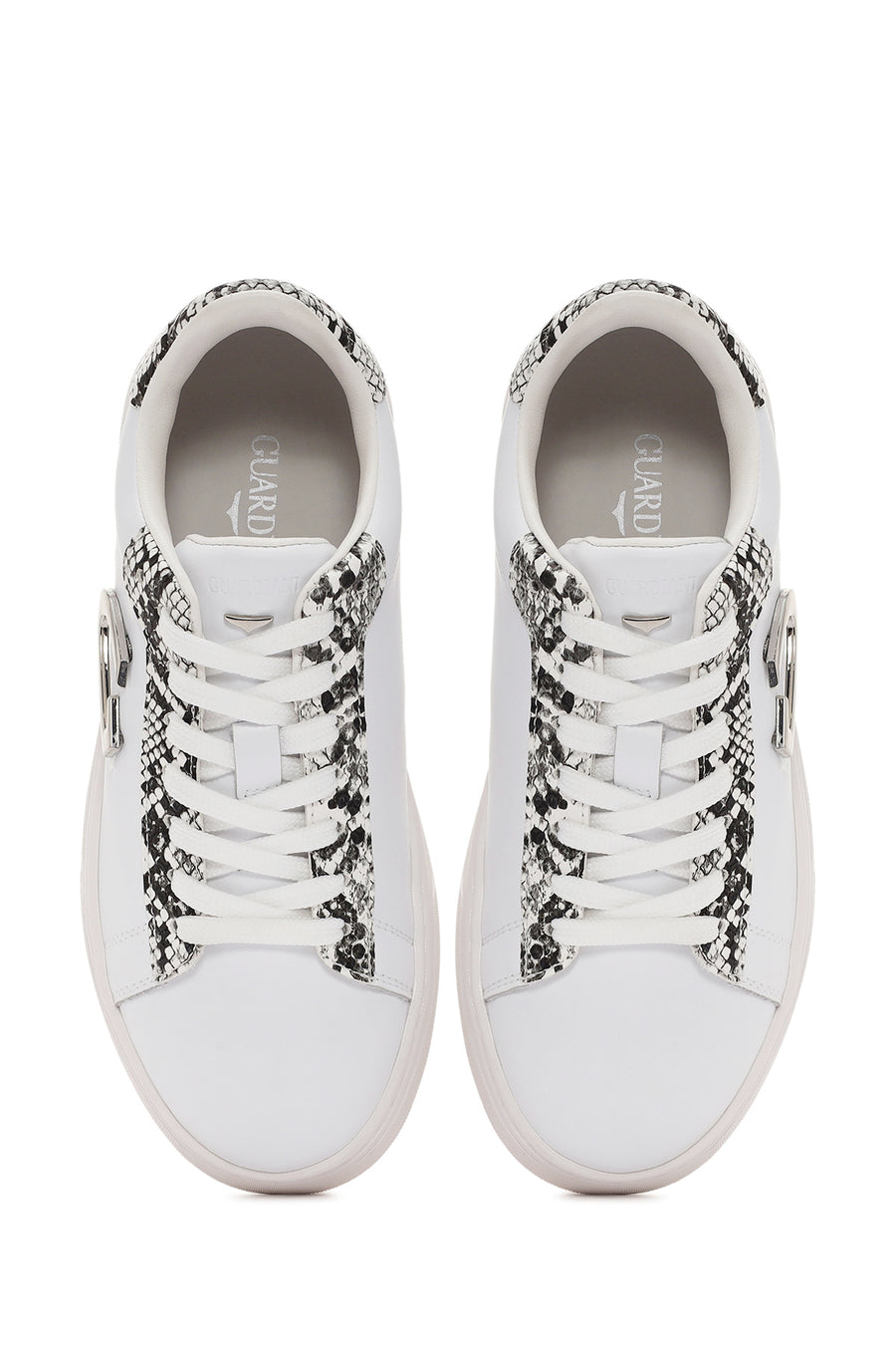 Alberto Guardiani Women's White New Era Lace-Up Leather Sneakers