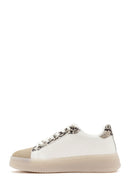 Alberto Guardiani Women's Beige New Era Lace-Up Leather Sneakers | Derimod