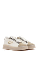 Alberto Guardiani Women's Beige New Era Lace-Up Leather Sneakers | Derimod