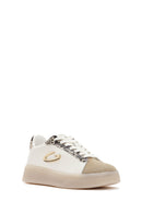 Alberto Guardiani Women's Beige New Era Lace-Up Leather Sneakers | Derimod