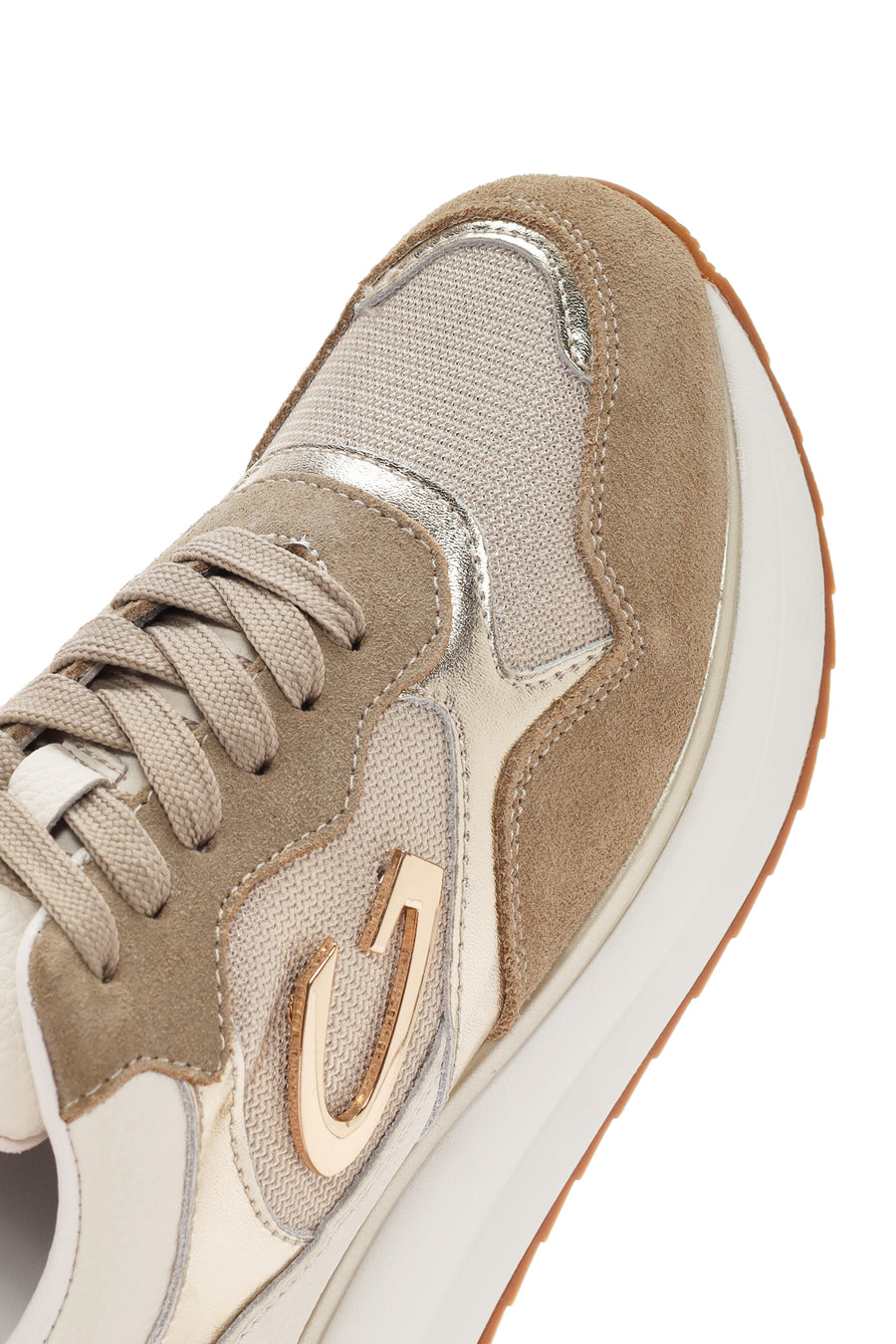 Alberto Guardiani Women's Beige Louise Chunky Sole Lace-Up Leather Sneakers