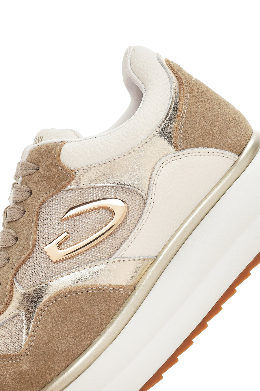 Alberto Guardiani Women's Beige Louise Chunky Sole Lace-Up Leather Sneakers